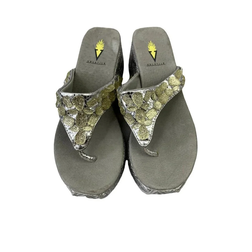 Volatile Women's Silver Wedge Sandals - Picture 2 of 6
